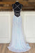 Shiny Mermaid Sequins V neck Long Prom Dresses, White Sleeveless Evening Dresses OM0246