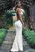 Mermaid V neck Ivory Open Back Long Prom Dresses, Evening Party Dresses OM0254