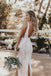 Mermaid Deep V Neck Lace Straps Boho Wedding Dresses, Backless Bridal Gowns OW0043