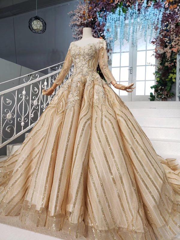 Stunning Ball Gown Long Sleeves Prom Dress, Pretty Quinceanera Dresses PDP64