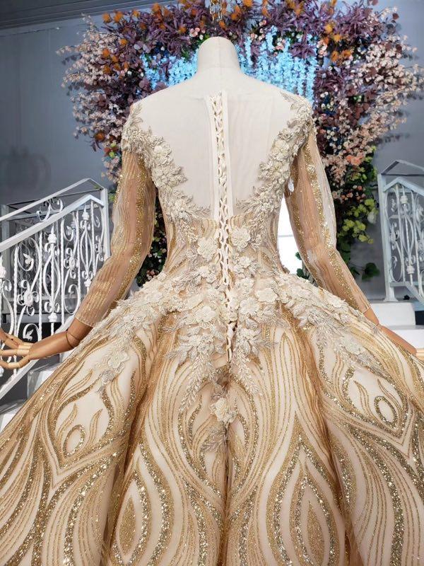 Stunning Ball Gown Long Sleeves Prom Dress, Pretty Quinceanera Dresses PDP64