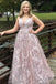 Modest Sleeveless Lace Pink Prom Dresses Long Formal Dresses PDO92