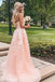 Elegant A Line Spaghetti Straps Tulle Scoop Prom Dresses with Lace Appliques, Evening Dresses SK30