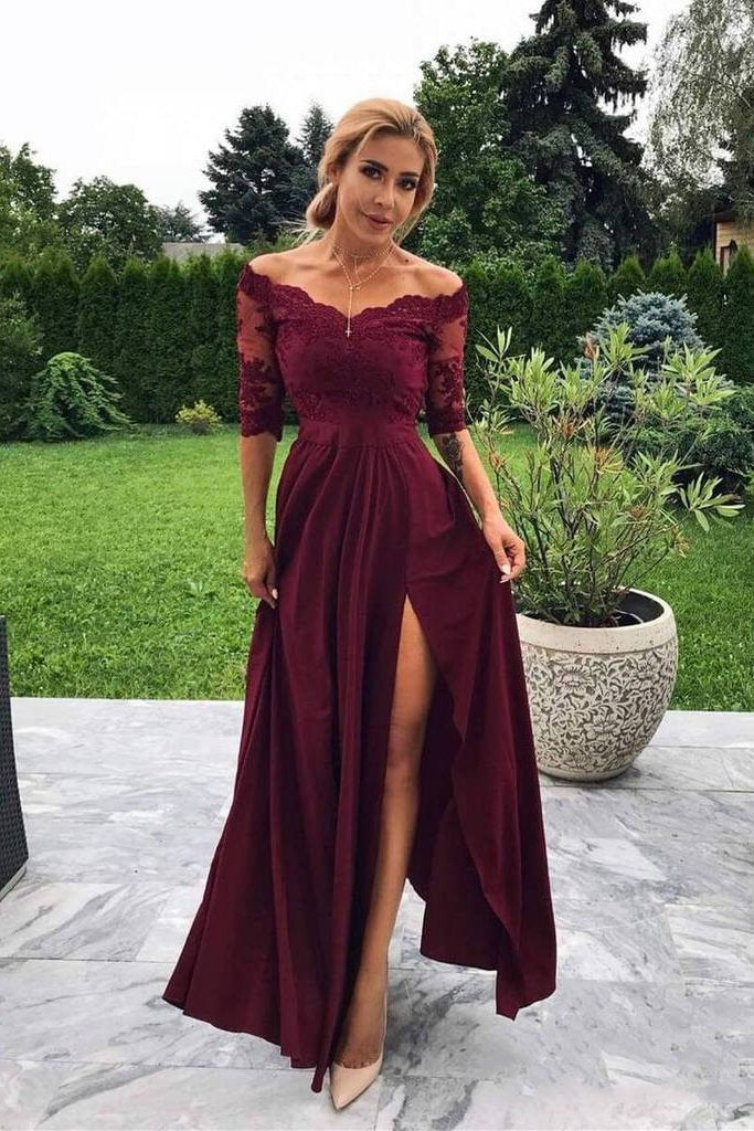 Dark Navy Lace Embroidery Mother Of The Bride Dresses Bateau Neck Off Shoulder  Half Sleeves Women Formal Gowns Long Mermaid Wedding Guest Party Dress  Vestidos CL3216 From Allloves, $103.31 | DHgate.Com
