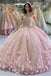 Ball Gown Pink 3D Flowers Off The Shoulder Quinceanera Dresses, Sweet 16 Dresses OM0309