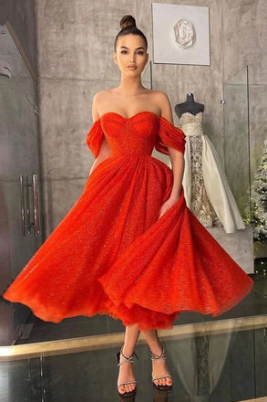 Shiny Charming A Line Off the Shoulder Sweetheart Short Prom Homecoming Dress OMH0010