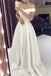 Elegant A Line Satin Off the Shoulder Leg Slit Wedding Gown Dresses, Bridal Dress OW0054