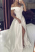 Elegant A Line Satin Off the Shoulder Leg Slit Wedding Gown Dresses, Bridal Dress OW0054