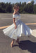 Simple A line Off the Shoulder Satin Off White Short Prom Dress, Homecoming Dress OMH0042