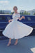 Simple A line Off the Shoulder Satin Off White Short Prom Dress, Homecoming Dress OMH0042