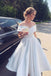 Simple A line Off the Shoulder Satin Off White Short Prom Dress, Homecoming Dress OMH0042