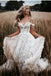 A Line Off The Shoulder Lace Appplique Beach Wedding Dress with Tulle, Bridal Dress OW0097