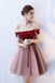 A Line Tulle Red Off the Shoulder Homecoming Dress with Appliques Flowers Mini Dress OMH0139