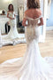 Vintage Mermaid Off the Shoulder Lace Appliques Wedding Dresses Retro Tulle Bridal Gown OW0039