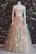 Charming A Line Off the Shoulder Tulle Floor Length Prom Formal Dresses with Appliques OM0171