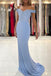 Charming Mermaid Off the Shoulder Blue Lace Sweetheart Prom Dresses, Bridesmaid Dress OM0206