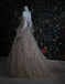 Elegant A line Sweetheart Bubble Sleeves Tulle Prom Dresses with Stars, Formal Dresses OM0095