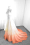 Elegant A Line Ombre Chiffon Orange and Blue Strapless Prom Wedding Dresses OM0100
