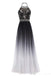 Halter Chiffon Backless Ombre Prom Dresses, Gradient Evening Dress With Beading OM0121