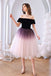 Simple A Line Off the Shoulder Ombre Tulle Short Prom Dress, Homecoming Dresses OMH0188