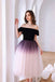 Simple A Line Off the Shoulder Ombre Tulle Short Prom Dress, Homecoming Dresses OMH0188