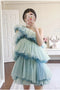 New Arrival One Shoulder Tulle Homecoming Dress, Short Layers Party Dress OMH0123