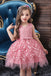 Cute A line Pink Tulle Appliques Little Girls' Dresses, Short Straps Flower Girl Dresses OMF0002