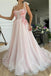A line Pink Tulle Hand Made Flowers Sweetheart Long Prom Dresses, Evening Dress OM0311
