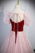 A line Half Sleeves Pink V Neck Prom Dresses with Lace up, Formal Evening Dresses OM0187