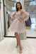 A line Pink V Neck Tulle Short Homecoming Dresses, Sparkly Graduation Dresses OMH0116