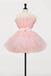 Light Pink Tulle Strapless Short Homecoming Dress with Sash, Graduation Dresses OMH0196