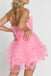 Tulle A-Line Short Party Dress, Strapless Homecoming Dresses, Cute Cocktail Dress OMH0084