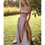 A-Line Sexy Slit Backless Cheap Straps Long Simple Prom Dress PDI91