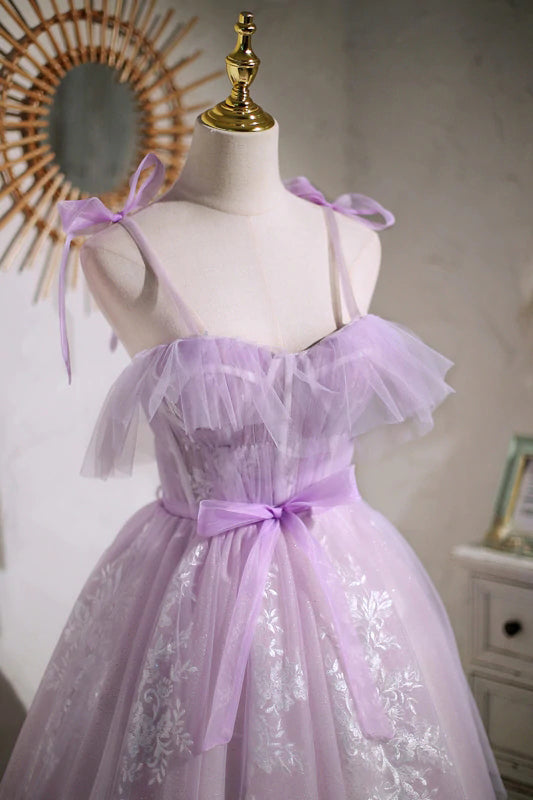 Light Purple Tulle Homecoming Dress With Bowknot, Mini Prom Dresses trendtydresses Light Purple Tulle Homecoming Dress With Bowknot, Mini Prom Dresses trendtydresses