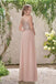Rose Gold A Line Backless Sequins Chiffon Cheap Beach Bridesmaid Dress PDI11