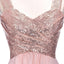 Rose Gold A Line Spaghetti Straps Prom Gown Backless Sequins Chiffon Bridesmaid Dress PDI10
