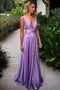 Sexy Purple A line Chiffon Backless Long Prom Dresses, Long Formal Dresses OM0036