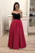 Hot Pink Satin Long Prom Gown With Pockets, Simple Beaded Evening Dresses With Black Top PDI14