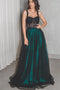 A Line Long Dark Green Black Straps Prom Dresses, Cheap Evening Gown PDH71