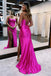 Royal Blue Mermaid Spaghetti Straps Prom Dresses With Slit, Sleeveless Evening Dress OM0380