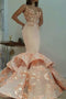 Newest Lace Sweetheart Mermaid Appliques Sleeveless Prom Dress PDE64