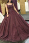 Burgundy Long Formal Ball Gown Prom Dresses With Lace Applique PDK52