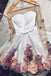 A Line Round Neck Long Sleeves Flower Short Homecoming Dresses With Flowers PPD66