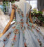 Ball Gown Light Blue Cap Sleeve Long Prom Dresses, Beaded Lace up Quinceanera Dresses PDN75