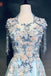 Light Blue Cap Sleeves Prom Dress with Beading, Formal Evening Dress PDN42