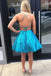 Sparkly Blue A Line Sequins Homecoming Dresses, Criss Cross Back Graduation Dresses OMH0146