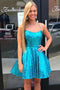 Sparkly Blue A Line Sequins Homecoming Dresses, Criss Cross Back Graduation Dresses OMH0146