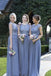 Beautiful A Line Ling Chiffon Cap Sleeves Lace Top Bridesmaid Dress PDG53