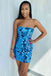 Sexy Sheath Sequins Strapless Sleeveless Homecoming Dresses, Short Prom Dress OMH0172