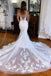 Elegant Mermaid Ivory V Neck Straps Backless Wedding Dresses With Lace Appliques OW0135